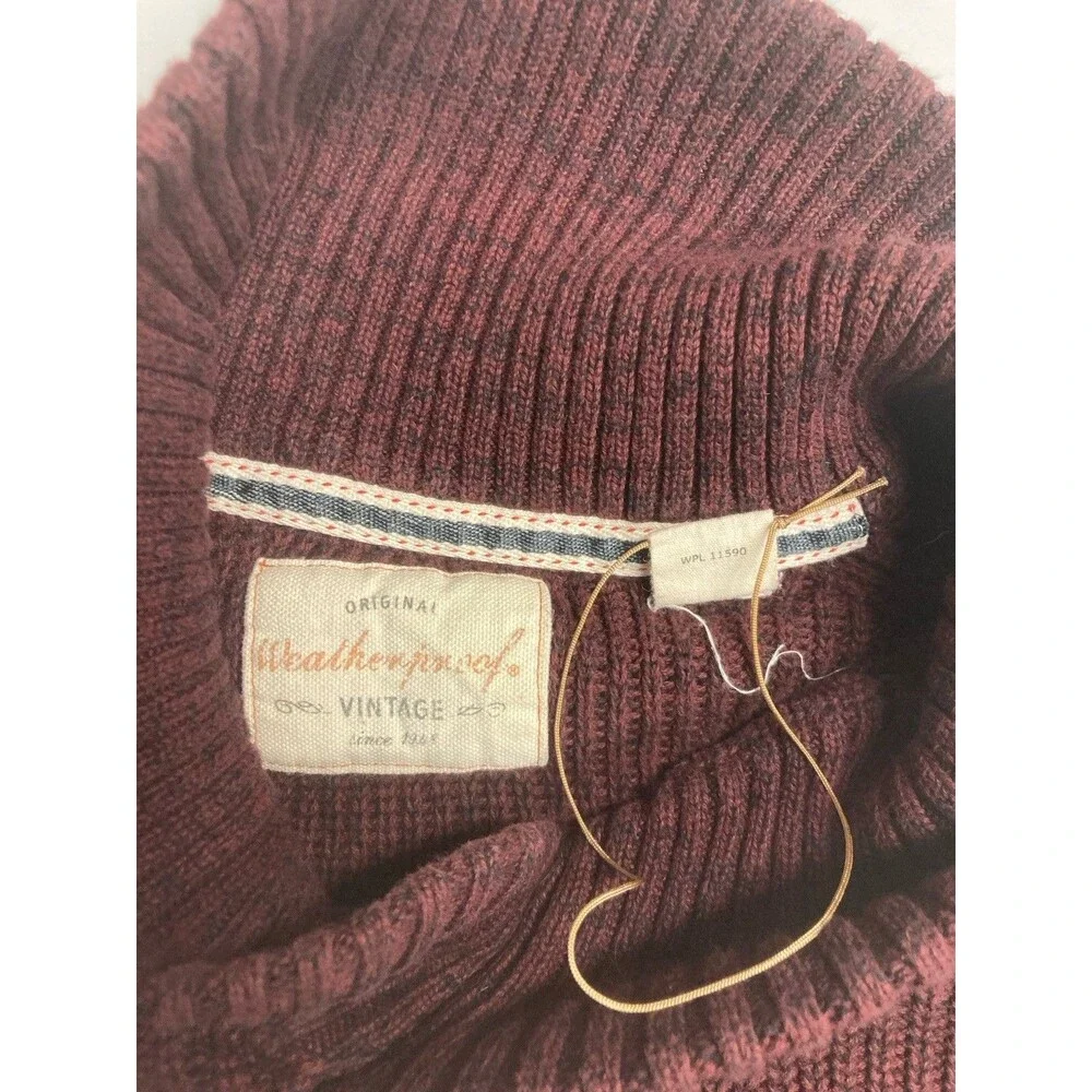 Weatherproof Men's Cotton Ribbed Knit Mock Neck Pullover Sweater Burgundy L